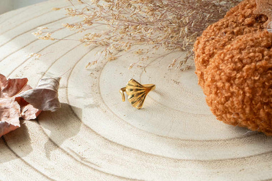 Anillo GINKGO BILOBA (acero) | Colección BOSQUE ENCANTADO 🍂✨