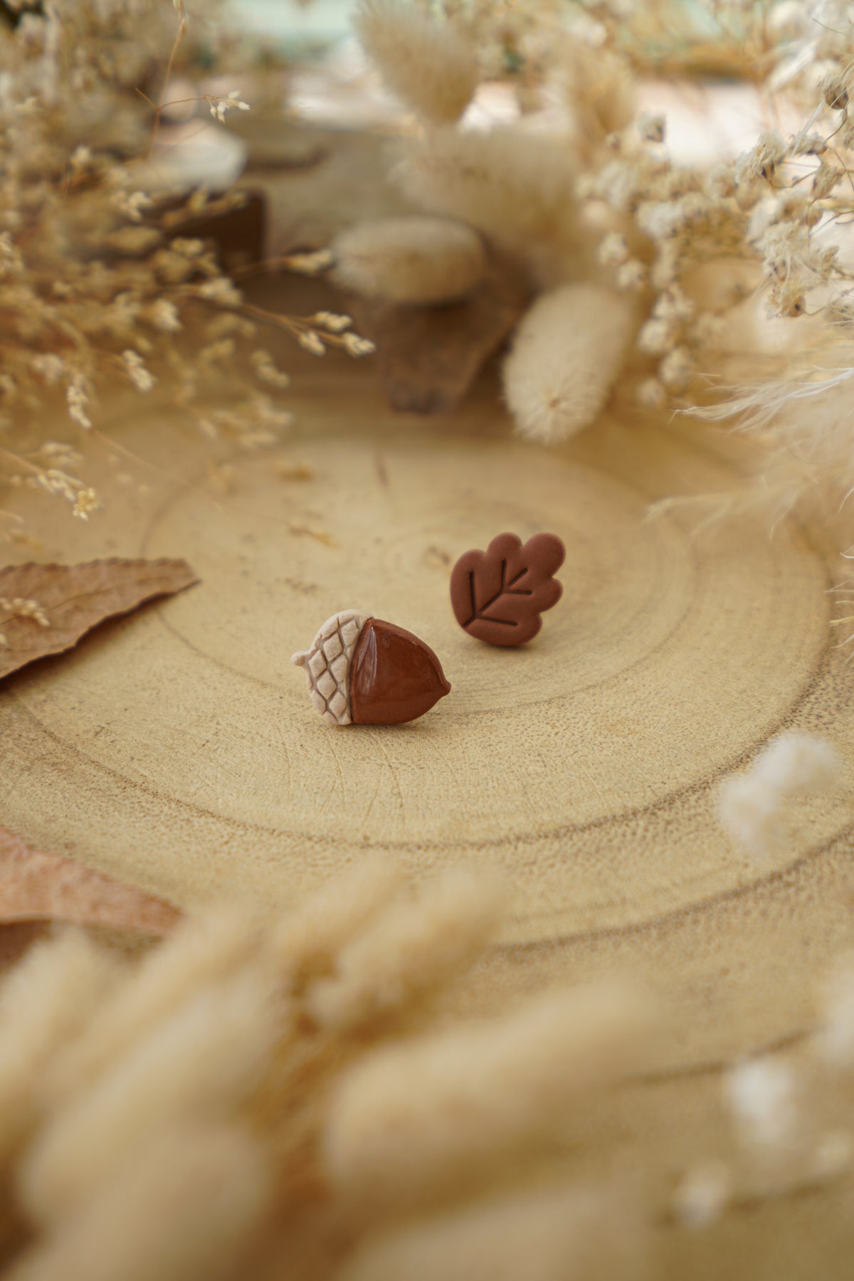 Pendientes BELLOTA Y HOJA DE ROBLE | Colección Bosque Encantado