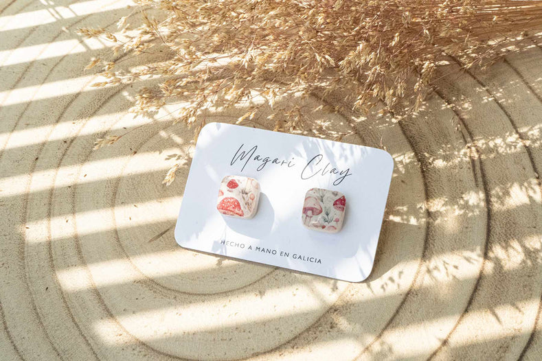 Pendientes Botón AMANITA MUSCARIA (estampado) | Colección BOSQUE ENCANTADO 🍄✨ (Copia)