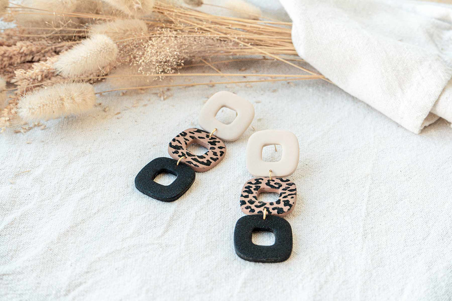 Pendientes TIQUE (leopardo & negro) | Colección ANIMAL PRINT