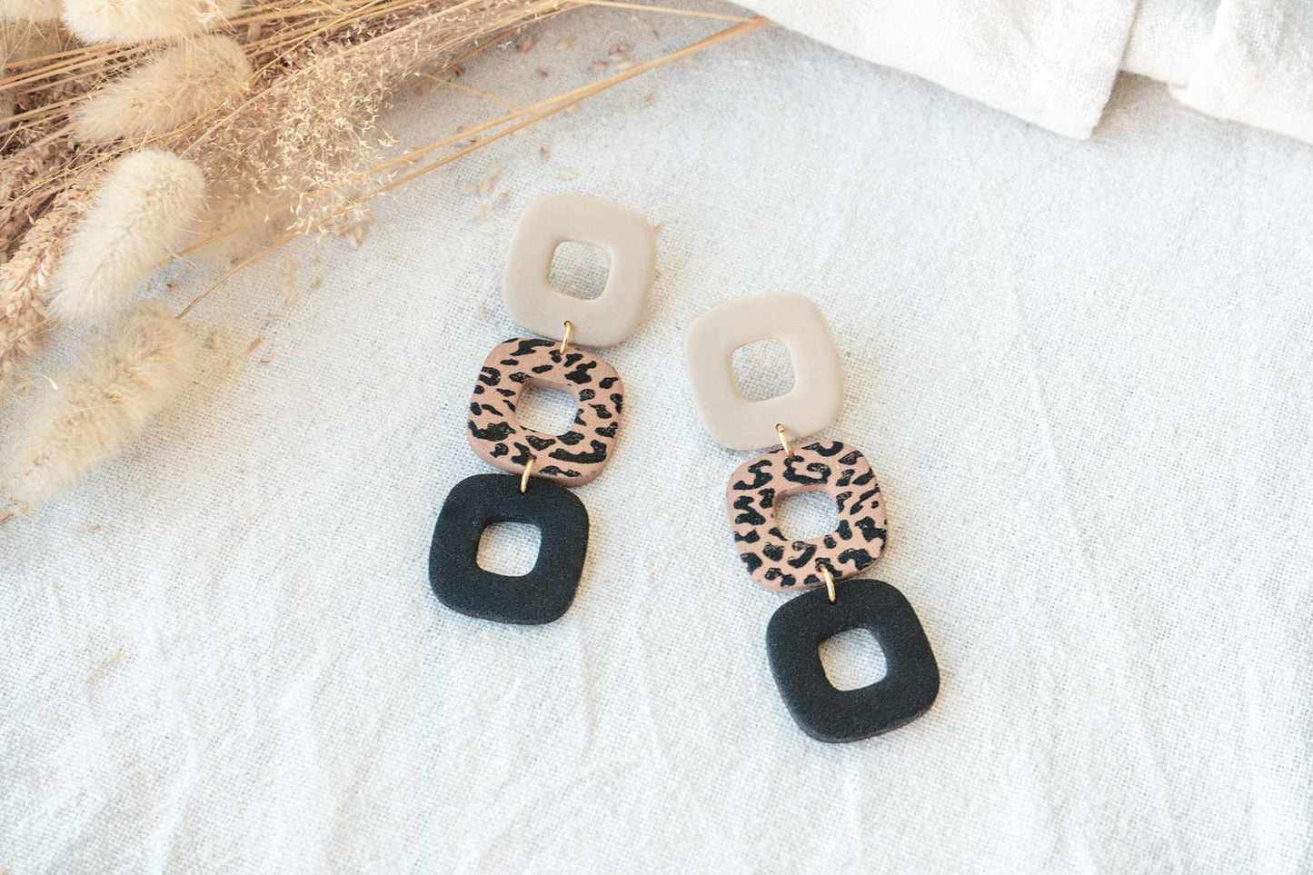 Pendientes TIQUE (leopardo & negro) | Colección ANIMAL PRINT