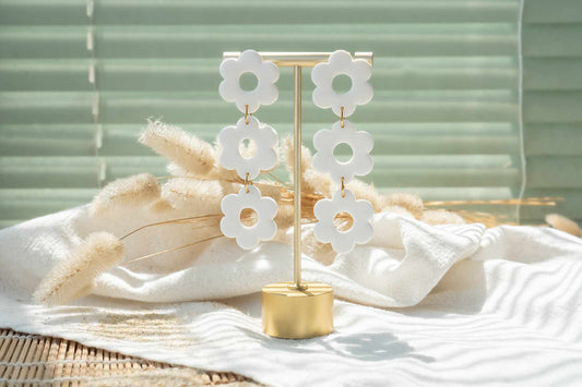 Pendientes CADENA MARGARITAS (blancas) | Colección AMBULANTE 🎡 (exclusivos de feria)