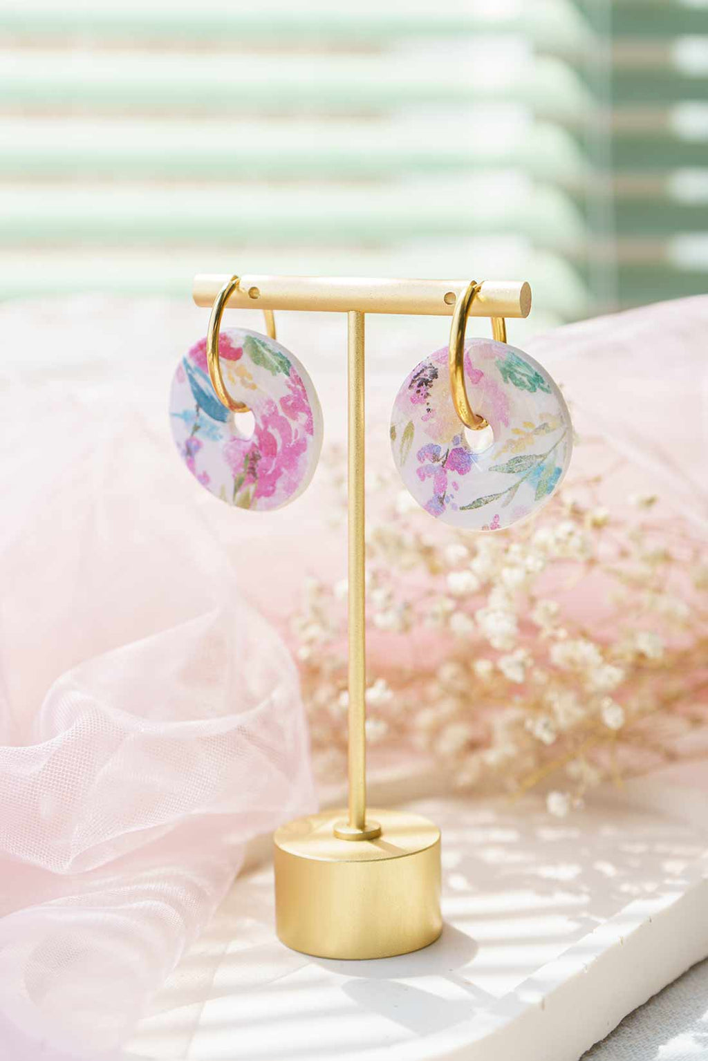 Pendientes flores de acuarela