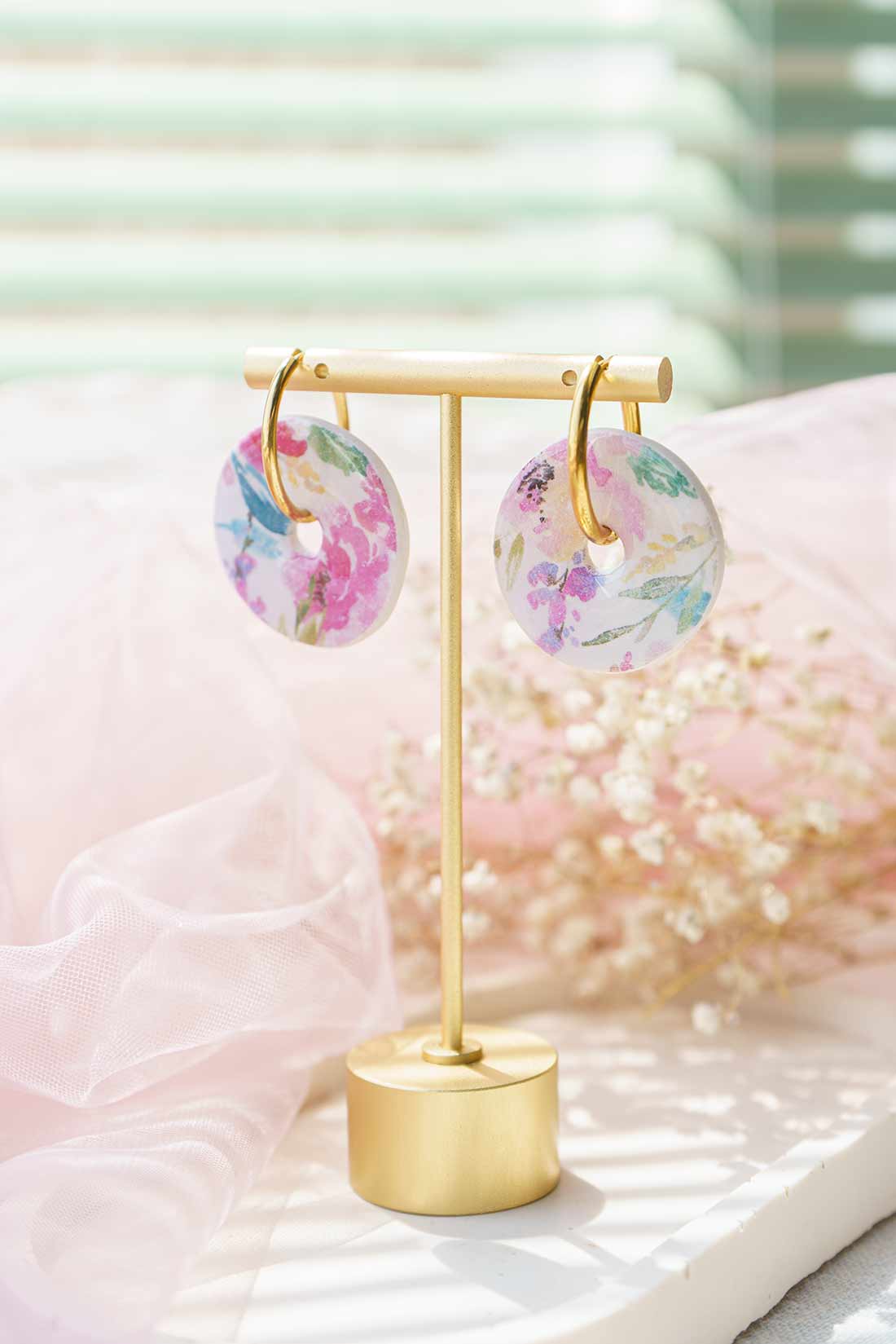 Pendientes flores de acuarela