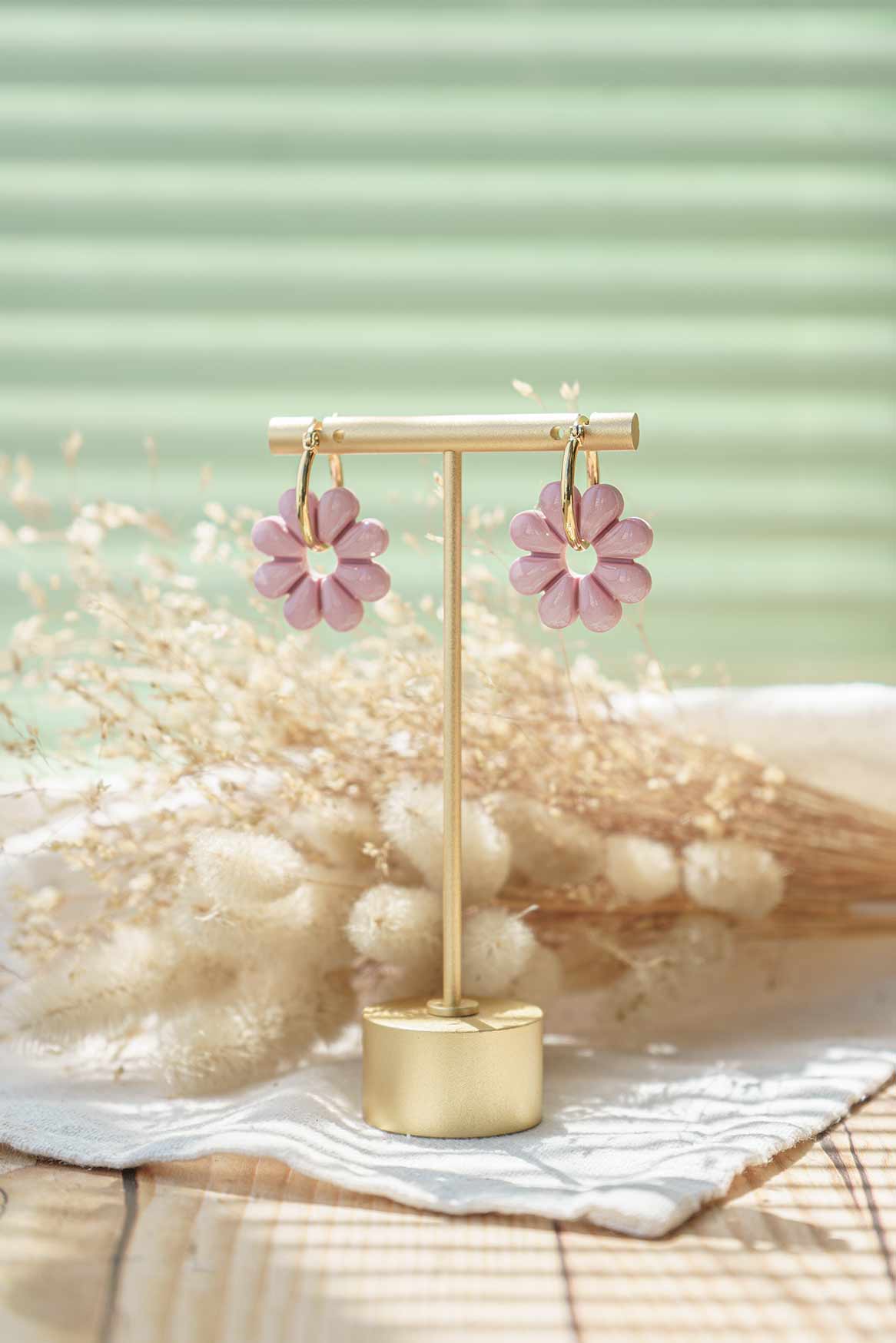 Pendientes margaritas rosas