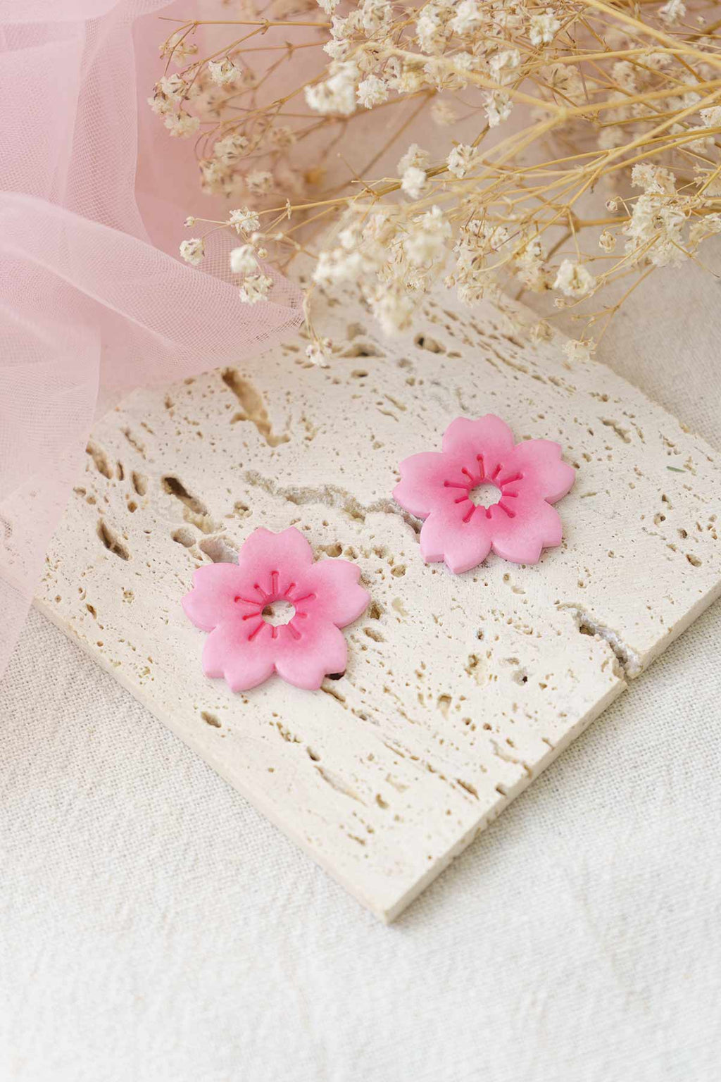 Pendientes flor de cerezo rosa