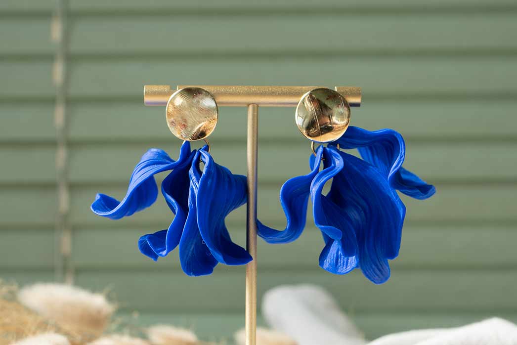 Pendientes grandes azul eléctrico