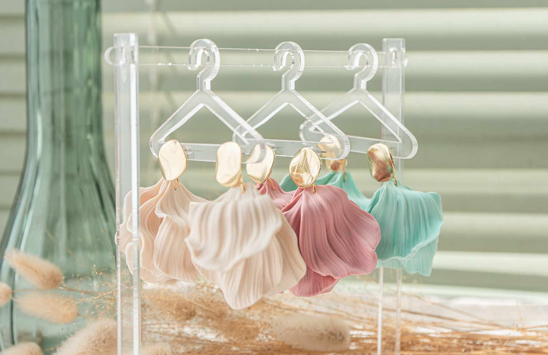 Pendientes flores de color pastel