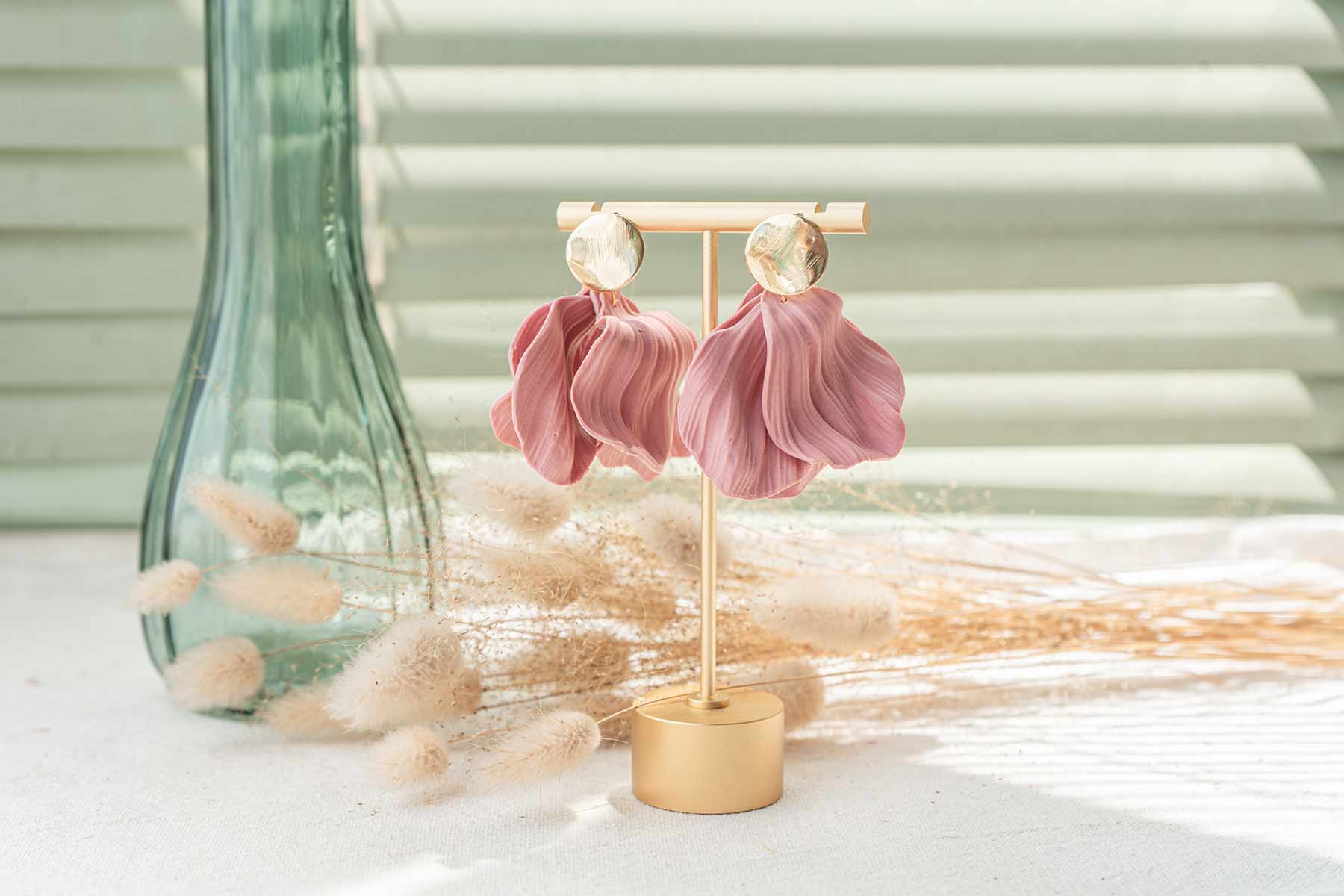 Pendientes flores rosa pastel