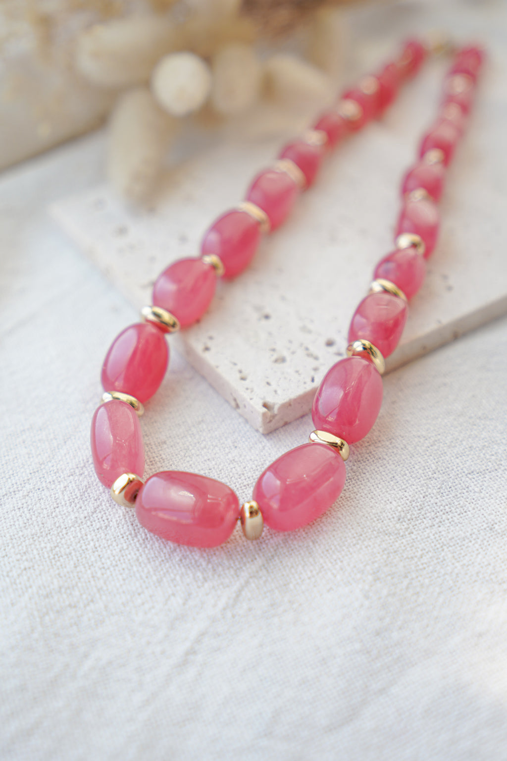 Collar piedras naturales rosas