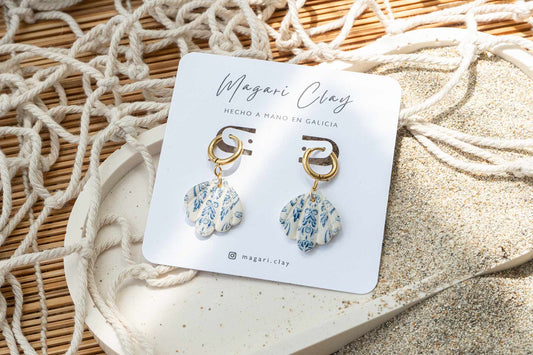 Pendientes concha de mar estampada