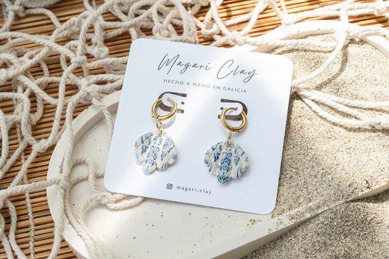 Pendientes concha de mar estampada