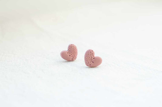 Pendientes corazón de navidad rosa pastel