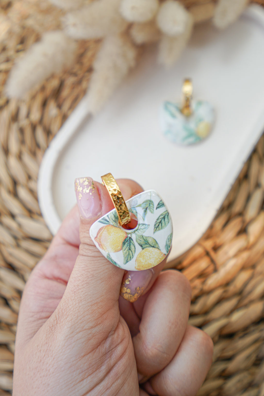 Pendientes Estampado de limones Verano