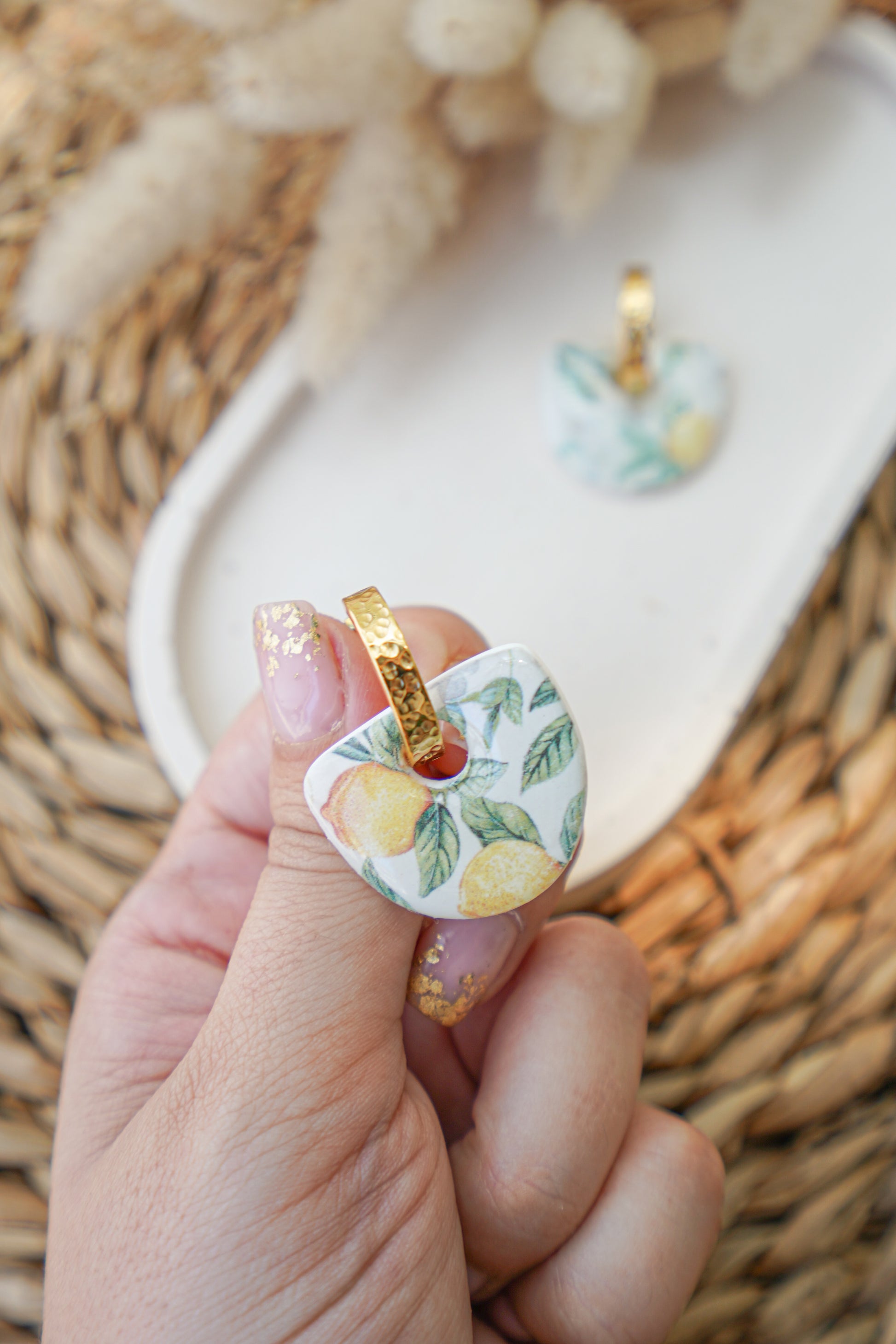 Pendientes Estampado de limones Verano