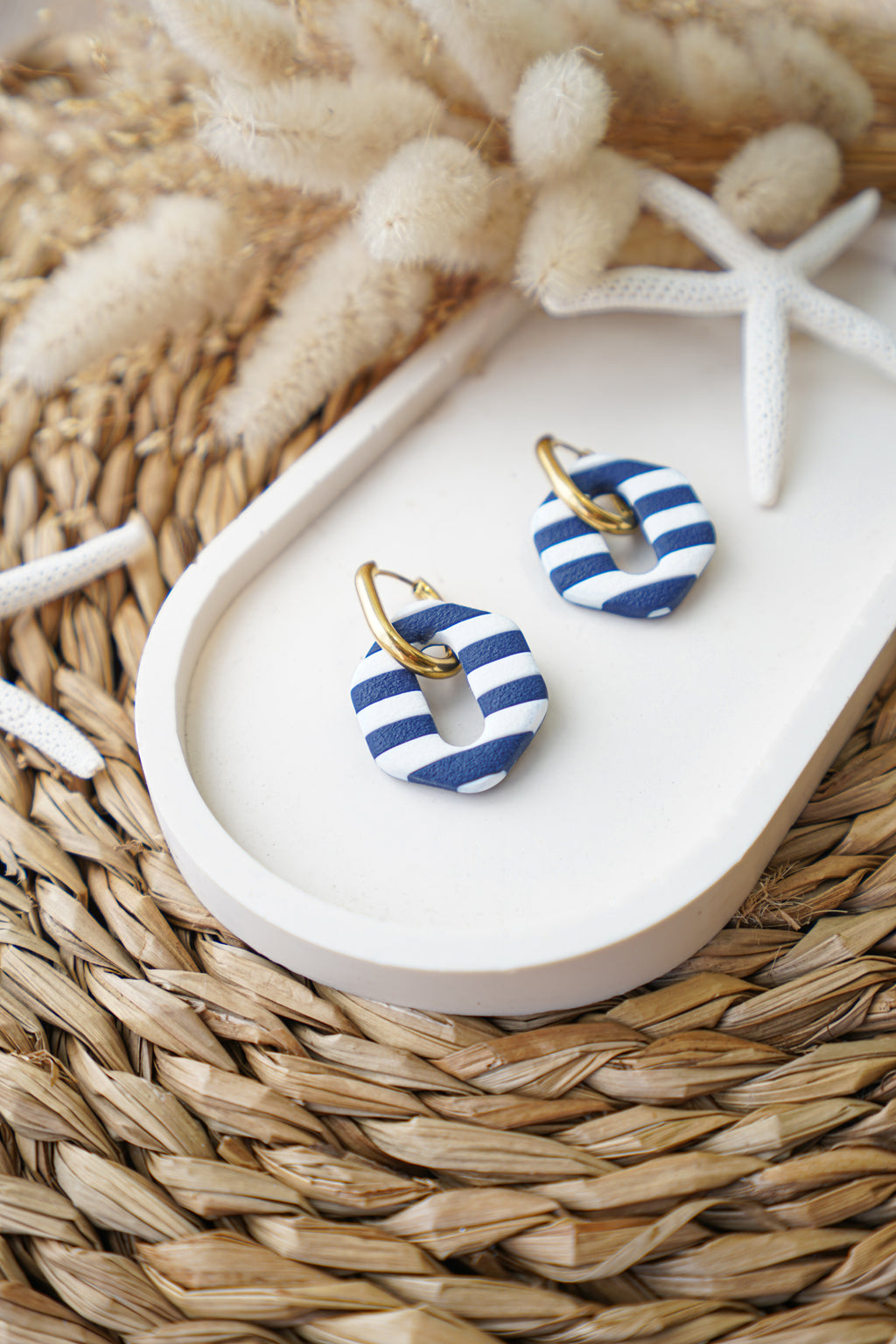 Pendientes rayas marineras azules
