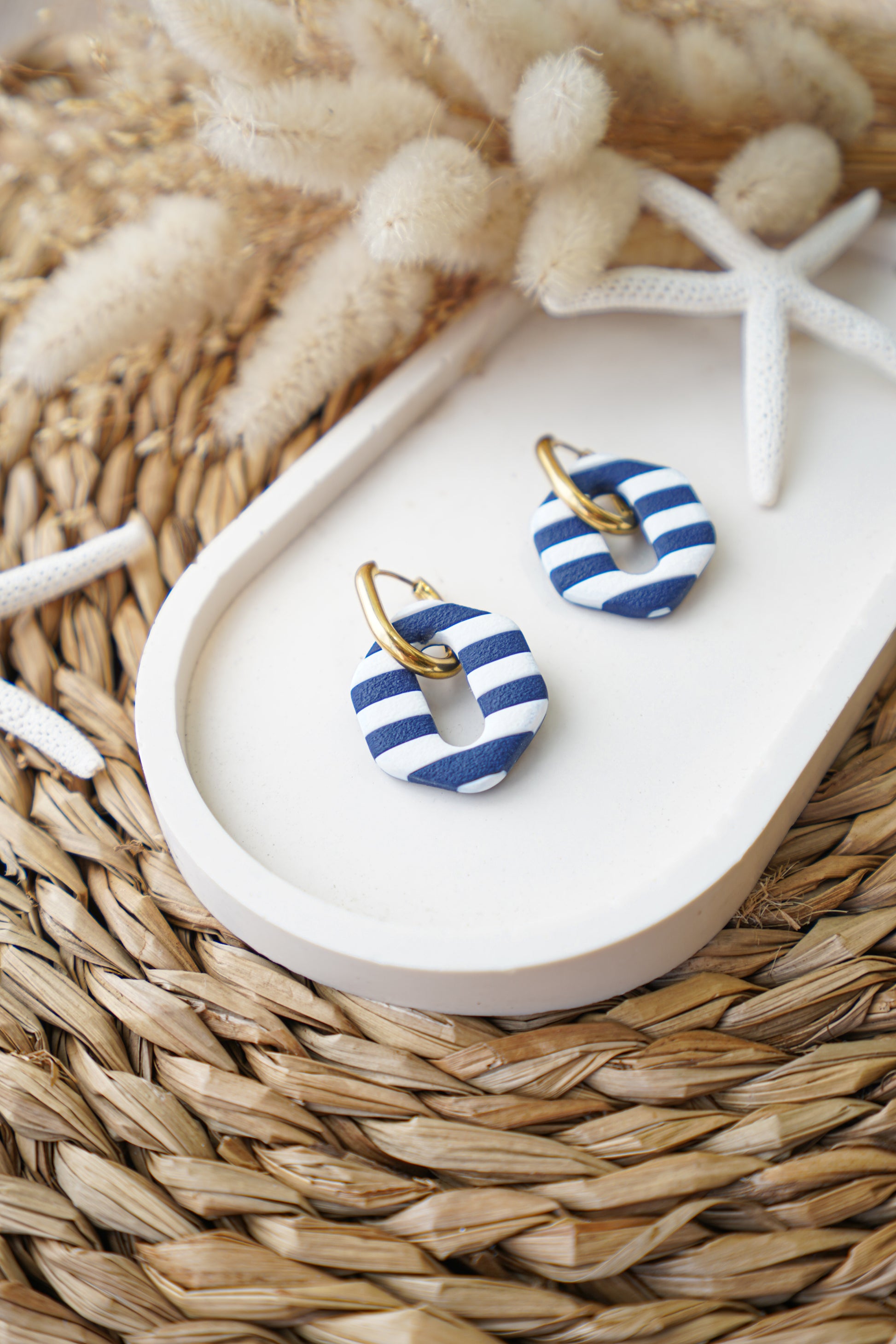 Pendientes rayas marineras azules