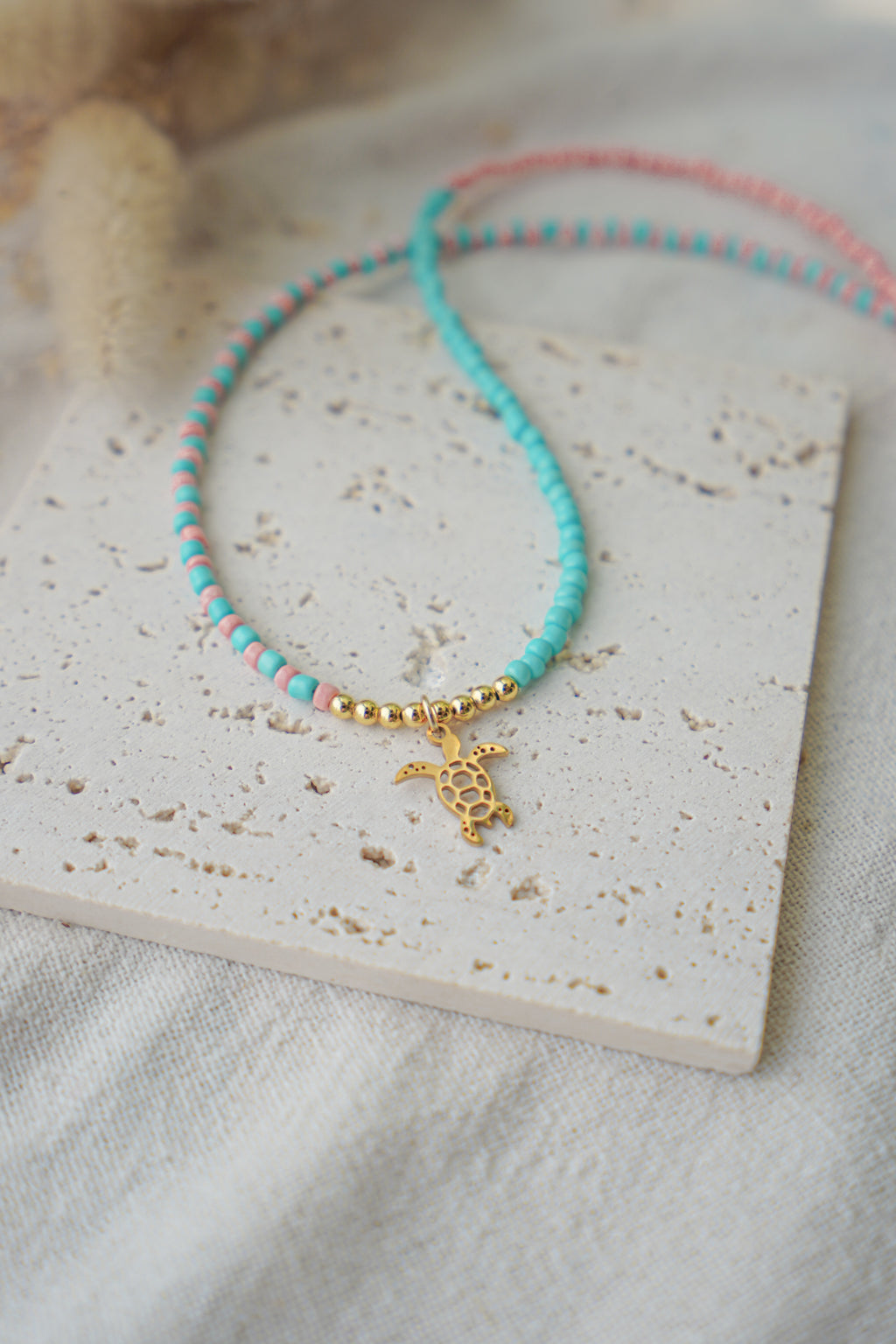 Collar EOS (azul turquesa & coral)