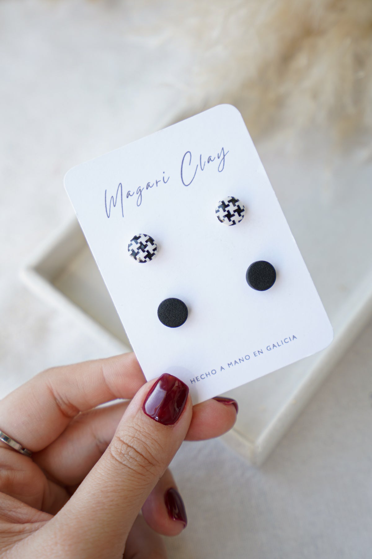 Pendientes PACK ESTAMPADO TWEED (blanco & negro)
