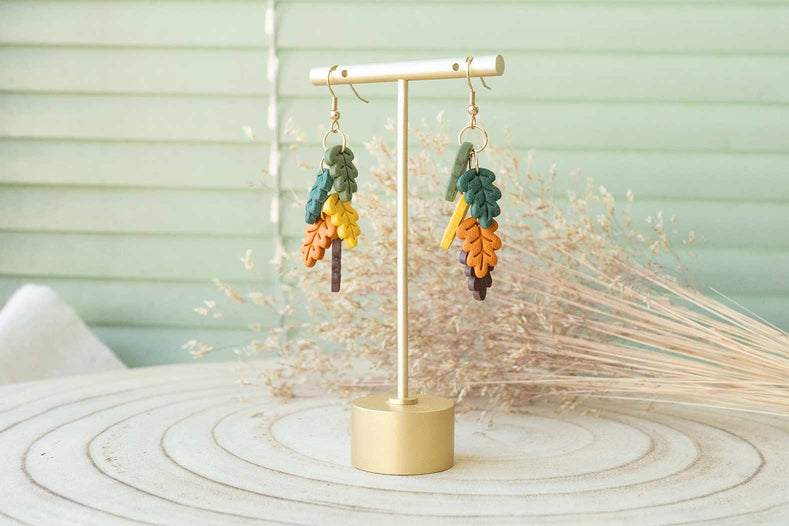 Pendientes DANZA DE OTOÑO (MINI HOJAS DE ROBLE) | Colección BOSQUE ENCANTADO 🍄✨