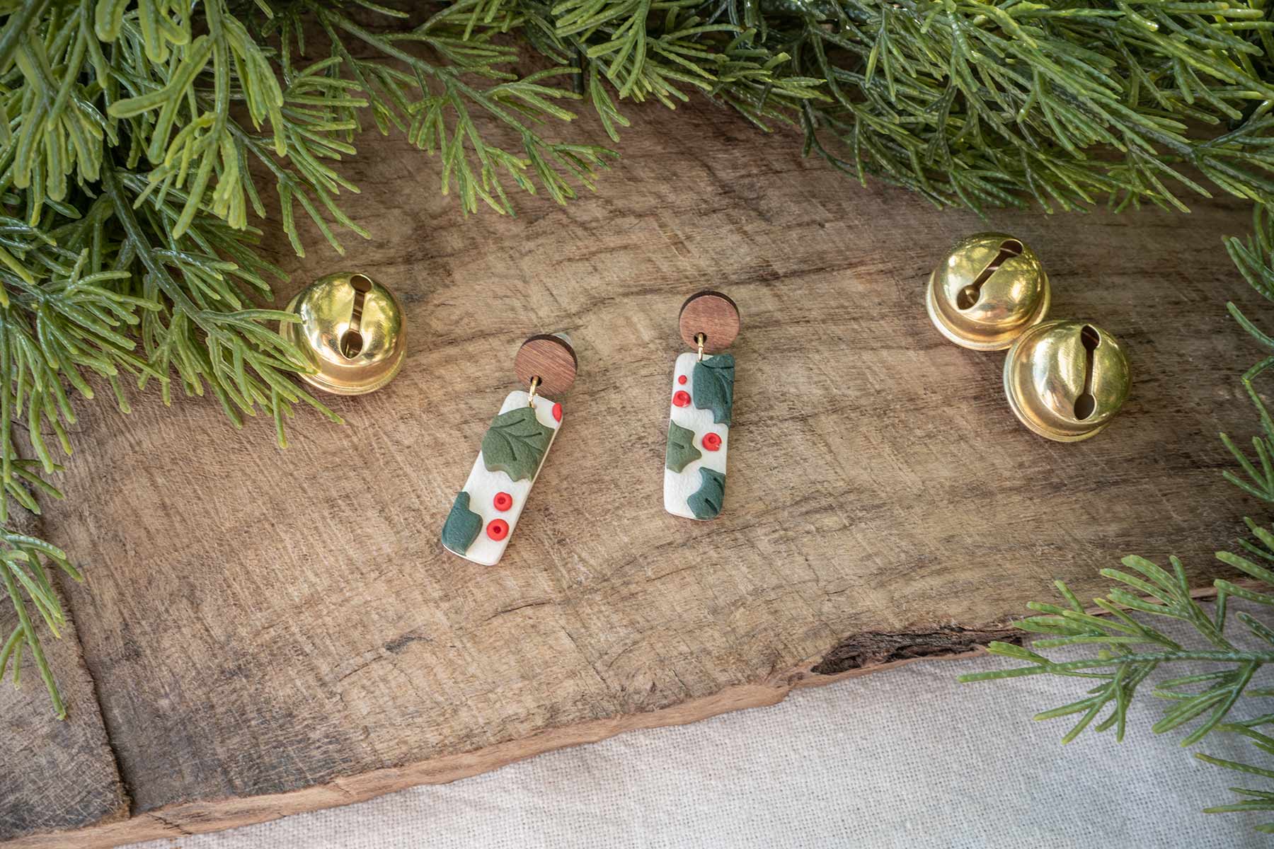 Pendientes acebo navidad