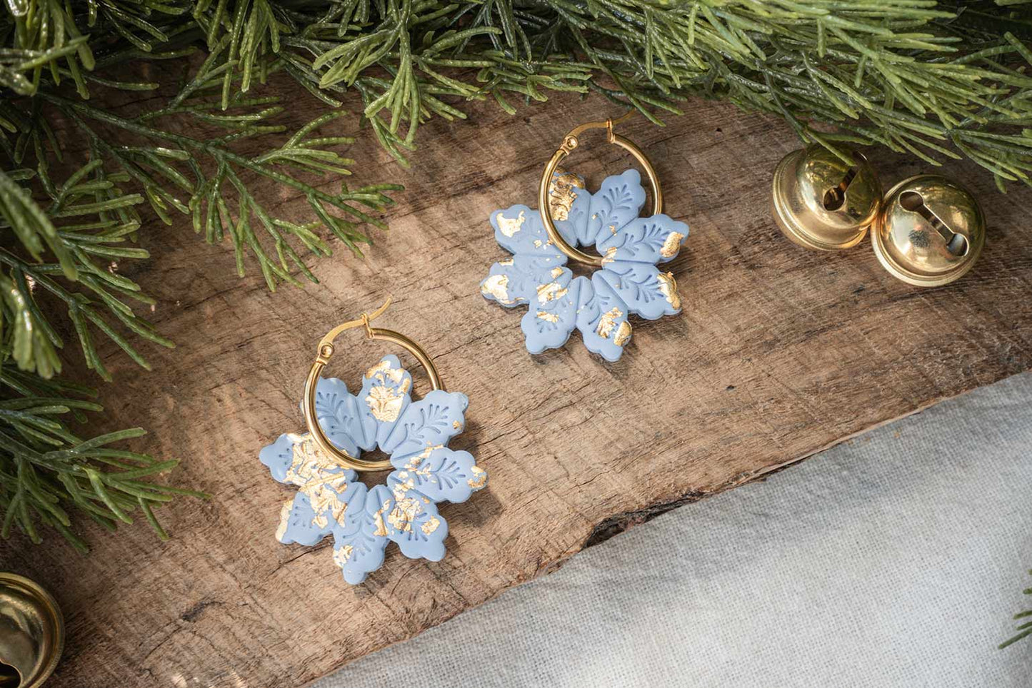 Pendientes estrella de invierno azul bebe