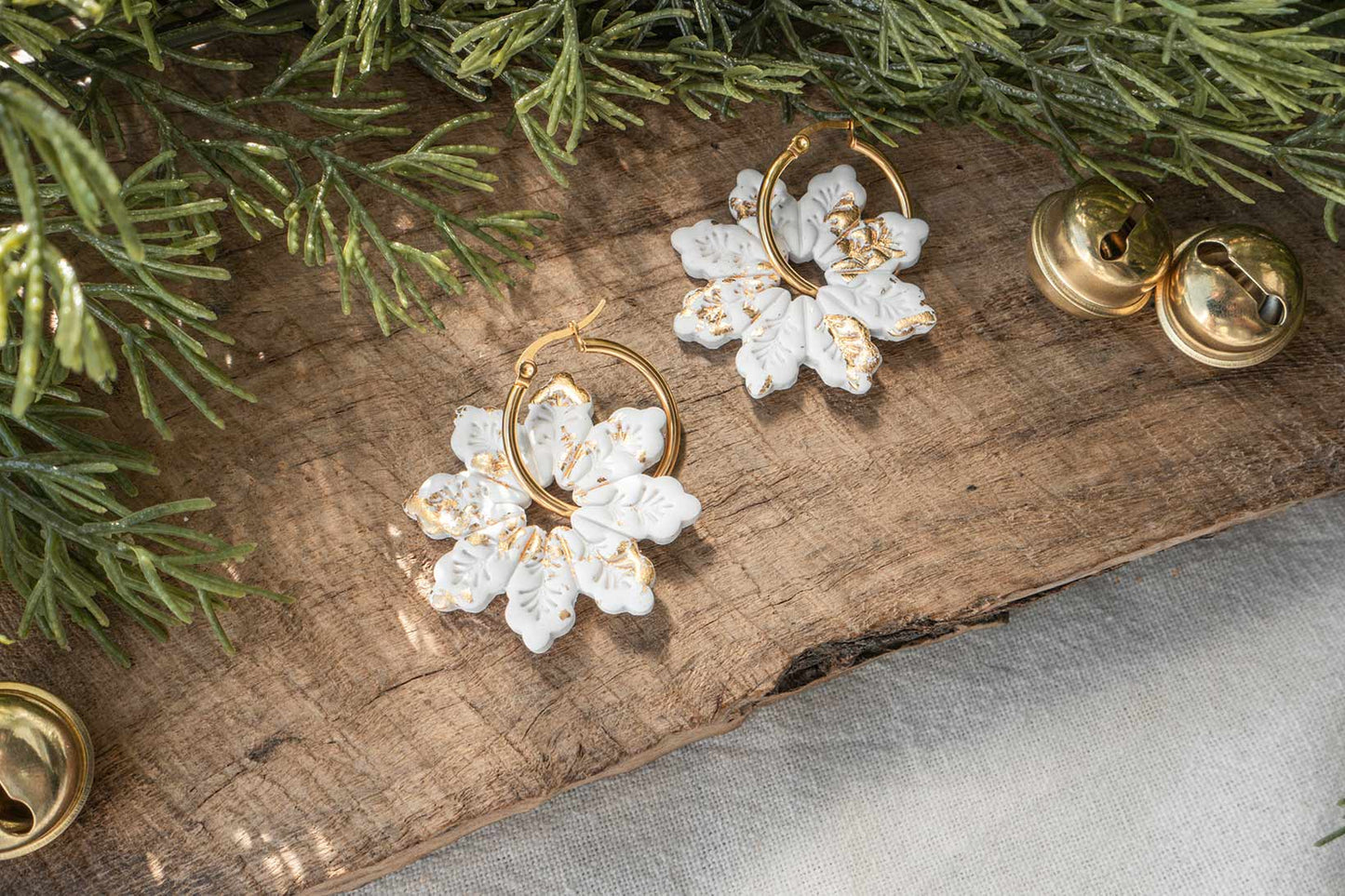 Pendientes ESTRELLA DE INVIERNO (blanca) | Colección NAVIDAD DE ALGODÓN