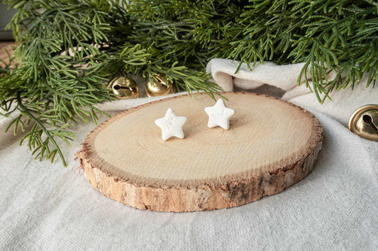 Pendientes estrella de navidad blanca