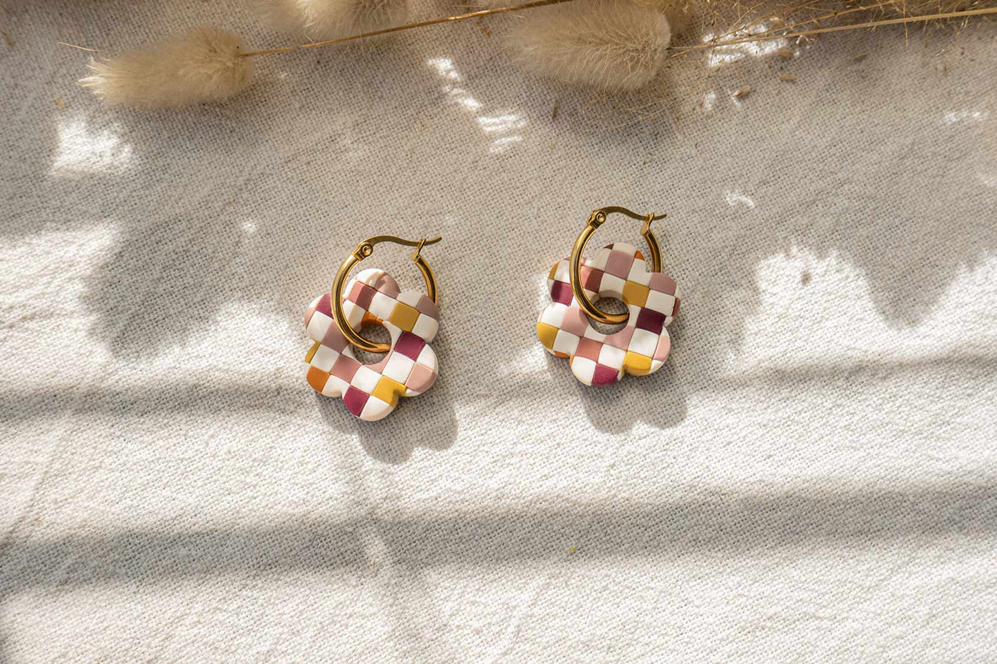 Pendientes FLORA (cuadros rosas) | Colección ROMANTIC FALL