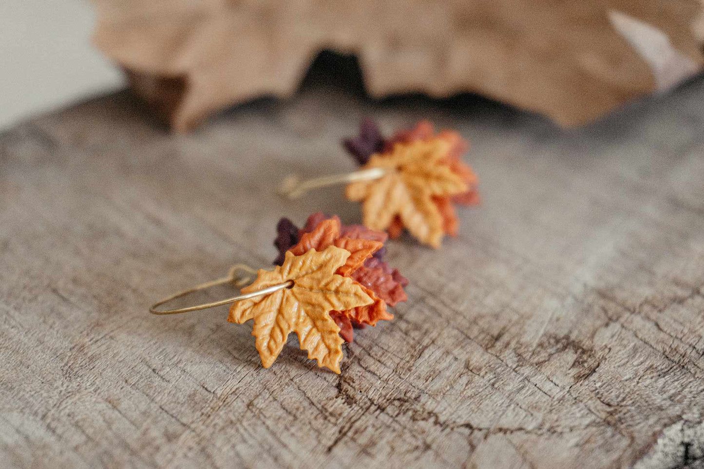 Pendientes HOJAS DE ARCE (aros) | Colección BOSQUE ENCANTADO 🍂✨
