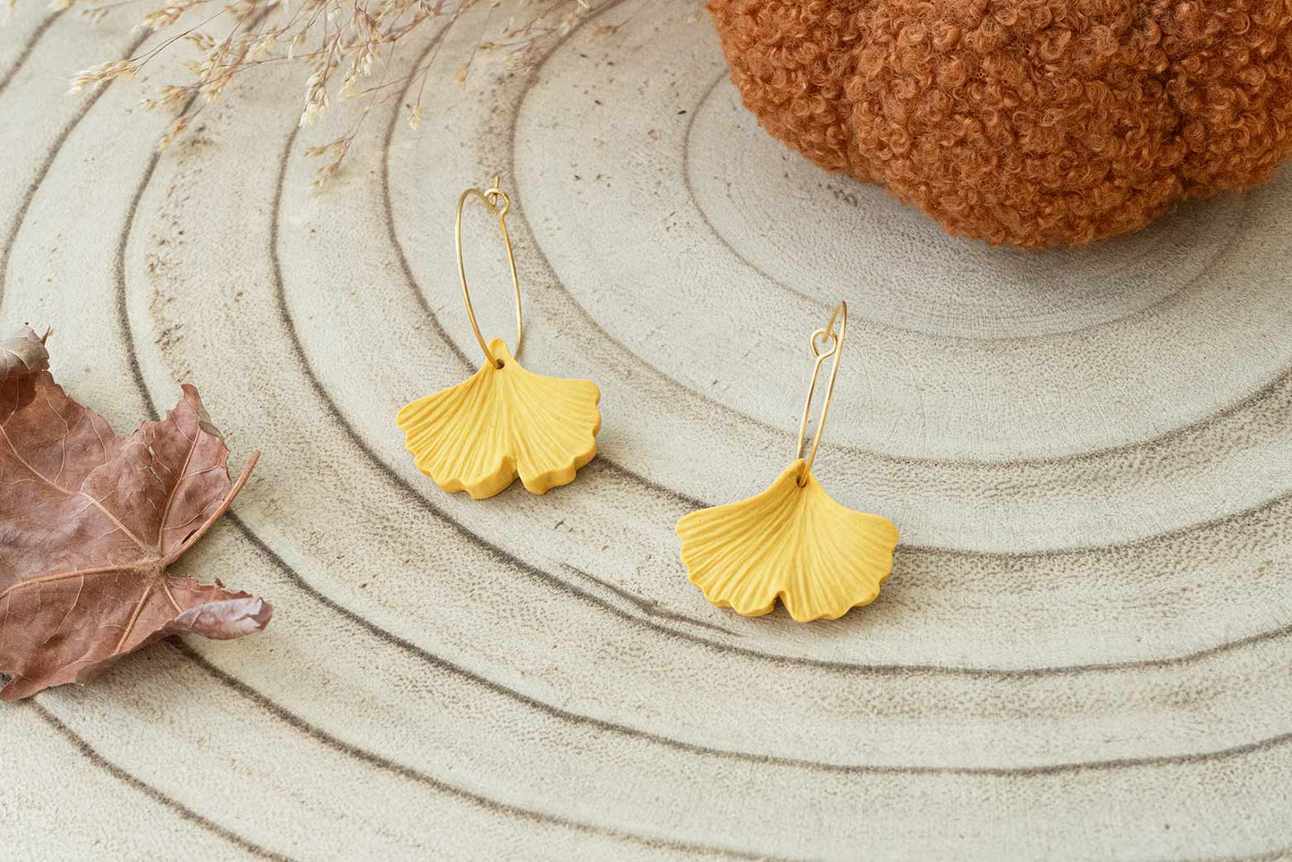 Pendientes HOJAS DE GINKGO BILOBA | Colección BOSQUE ENCANTADO 🍂✨