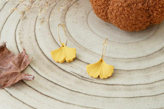 Pendientes HOJAS DE GINKGO BILOBA | Colección BOSQUE ENCANTADO 🍂✨