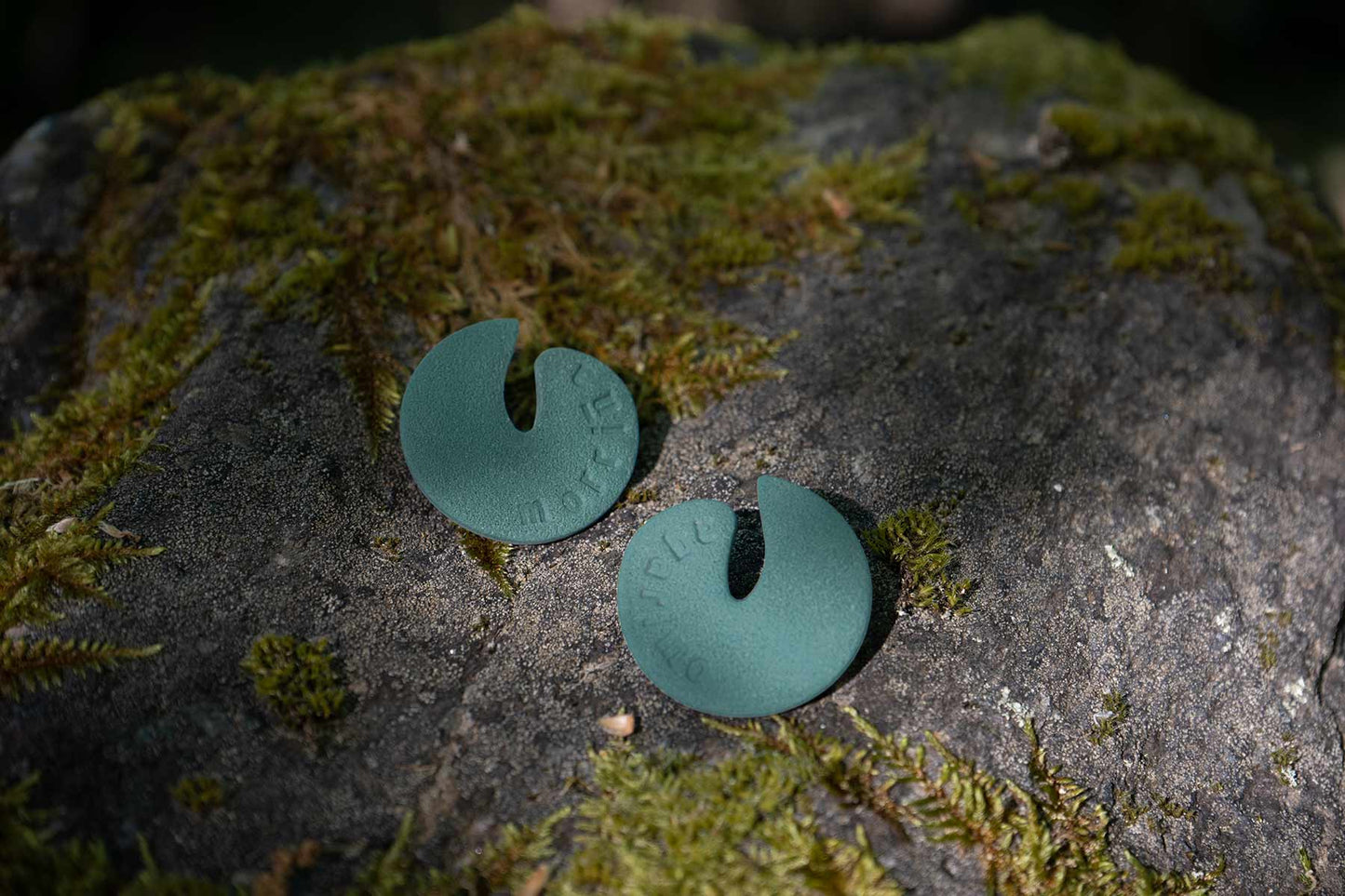 Pendentes artesáns en galego (azul verdoso)