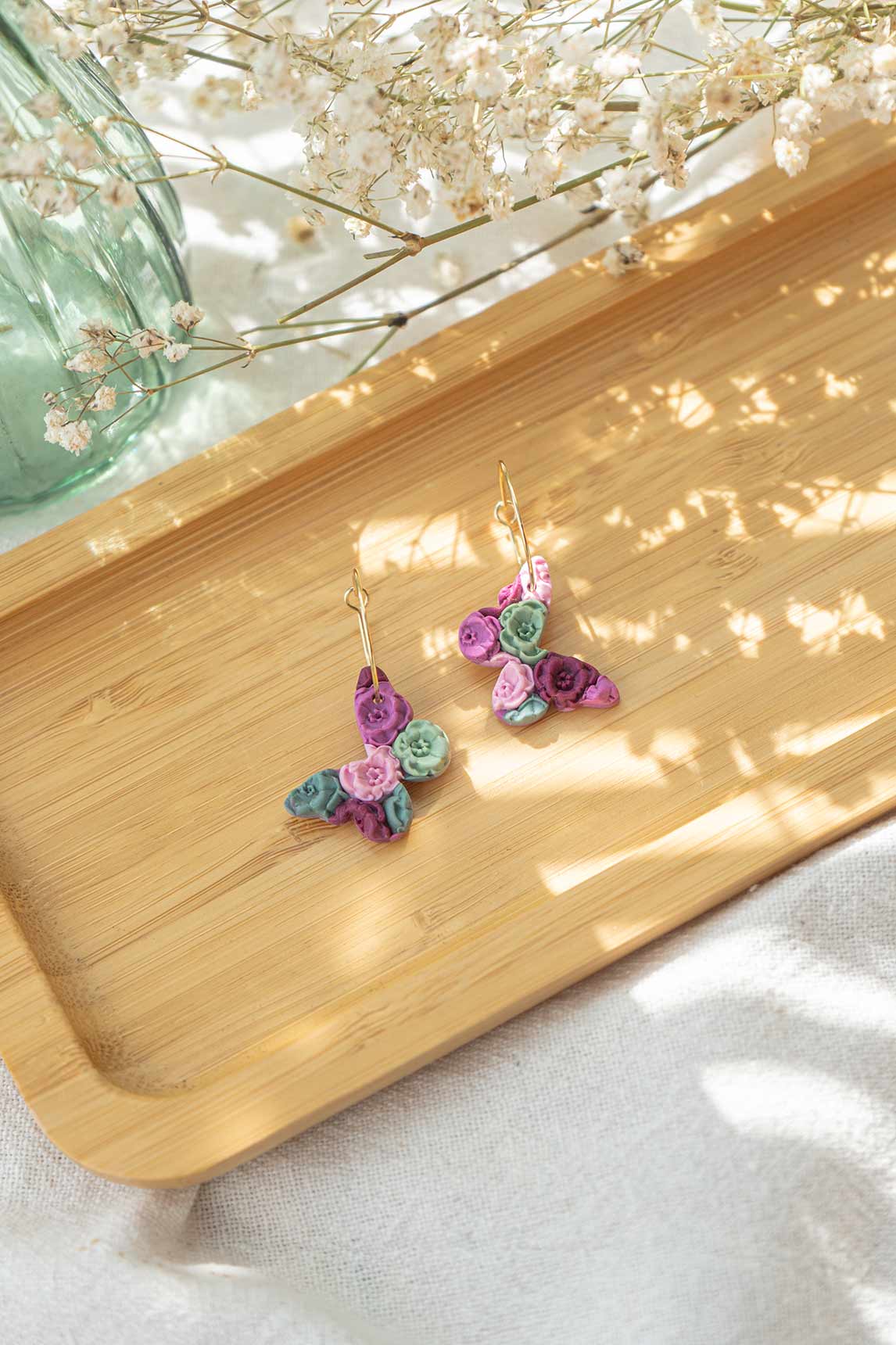 Pendientes Mariposas de flores (aro)