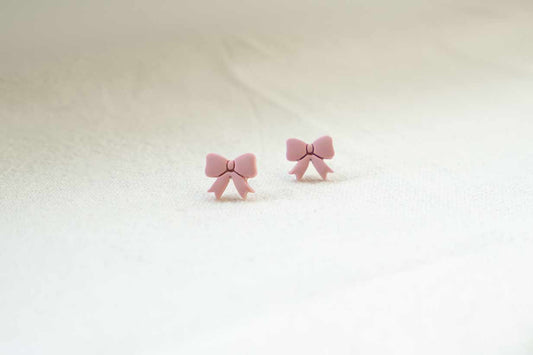 Pendientes lazos rosa pastel