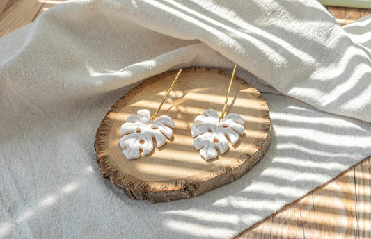 Pendientes MONSTERA DELICIOSA (blanco)