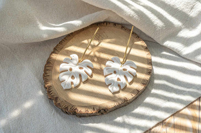 Pendientes MONSTERA DELICIOSA (blanco)