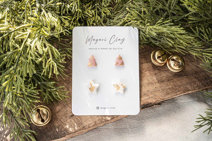 Pack navideño árbol rosa & estrella blanca de navidad