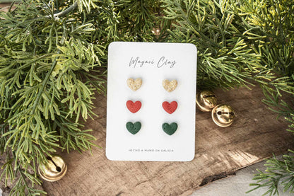 Pendientes corazones Navidad