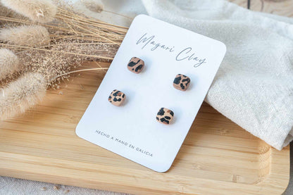 Pack pendientes minis animal print leopardo