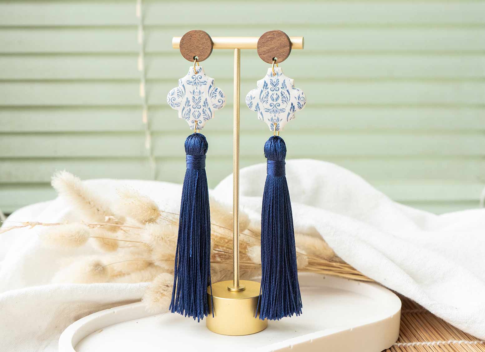 Pendientes azulejos azules