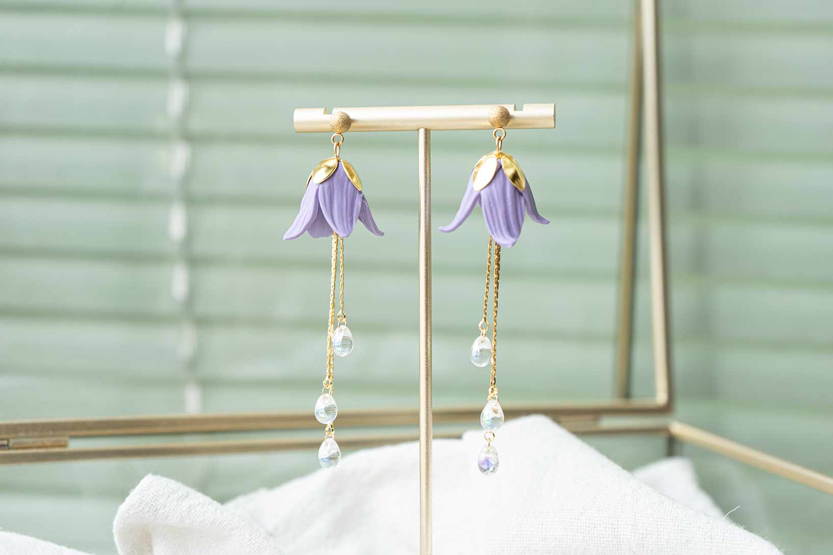 Pendientes flor campanilla violeta hadas celta