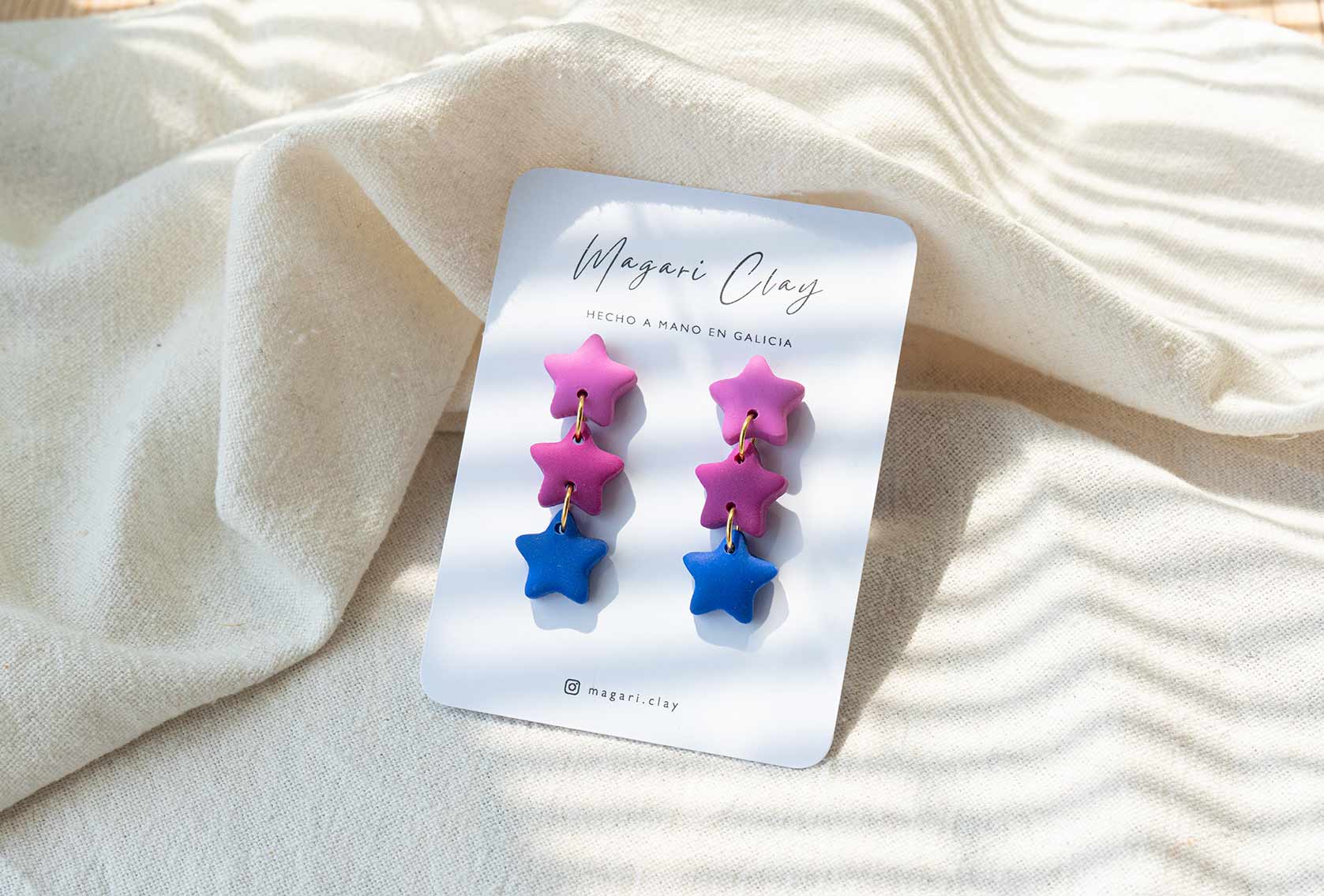 Pendientes estrellas moradas y azules