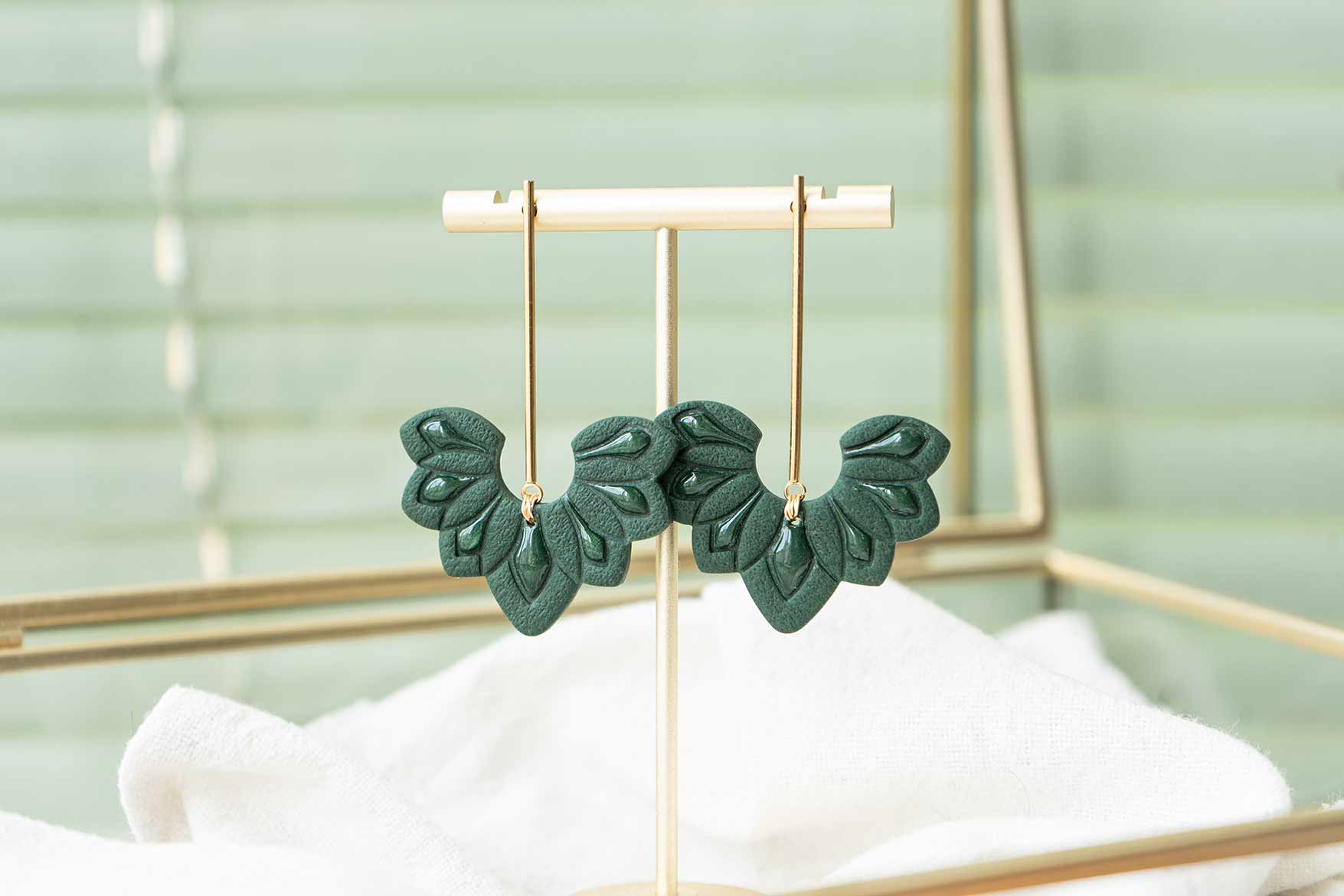 Pendientes flor verde bosque celta
