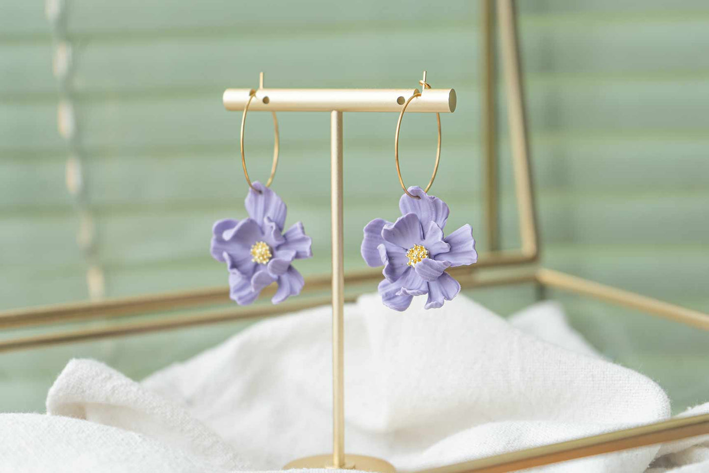 Pendientes aro flor lavanda