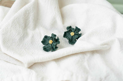 Pendientes flor verde oscuro
