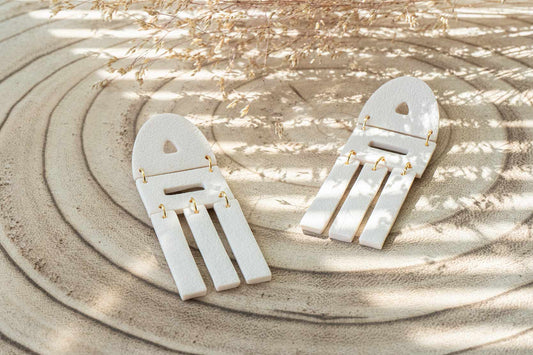 Pendientes grandes geométricos otoñales beige