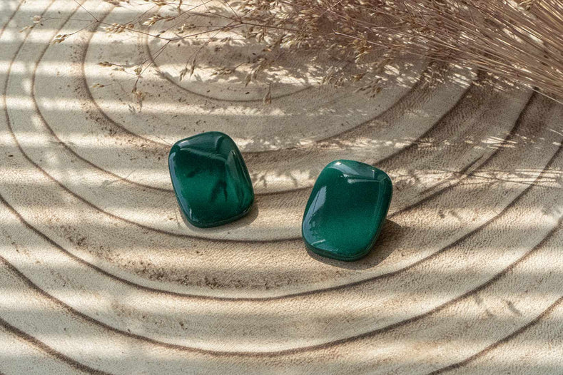 Pendientes resina brillante otoñal verde bosque 