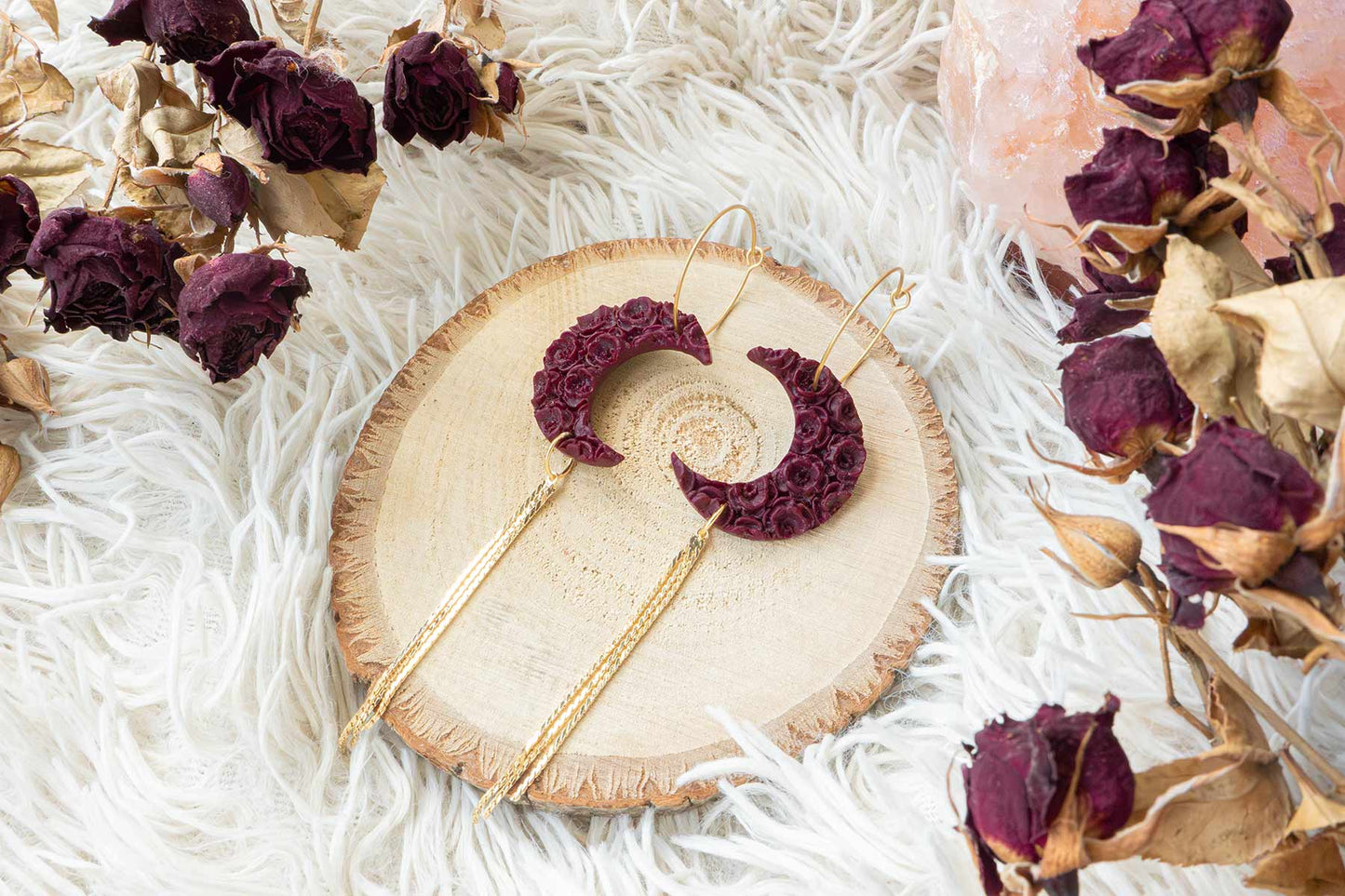 Pendientes MORGANA (Luna burdeos) | Colección ALMA DE BRUJAS 🌙