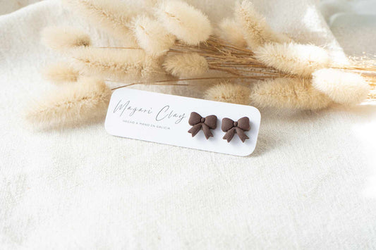 Pendientes MINI LAZOS (marrón chocolate)  | Colección AMBULANTE 🎪 (exclusivos de feria)